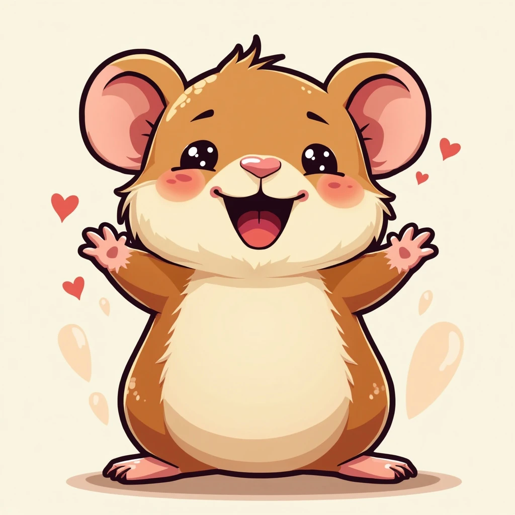 cartoon illustration of a hamster being happy