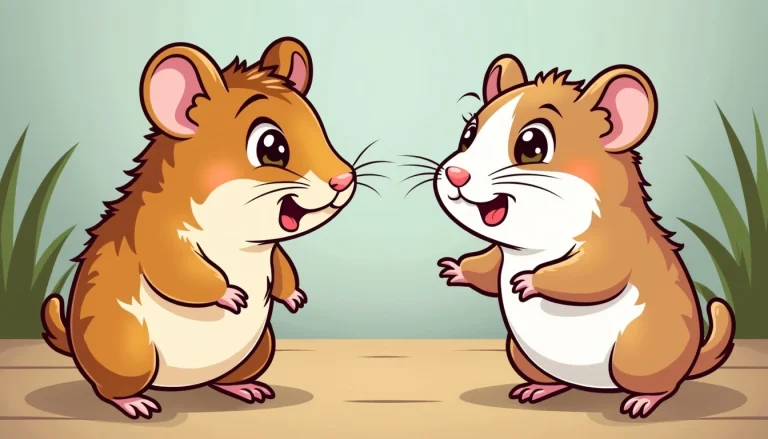 cartoon illustration of Male vs Female Syrian Hamster