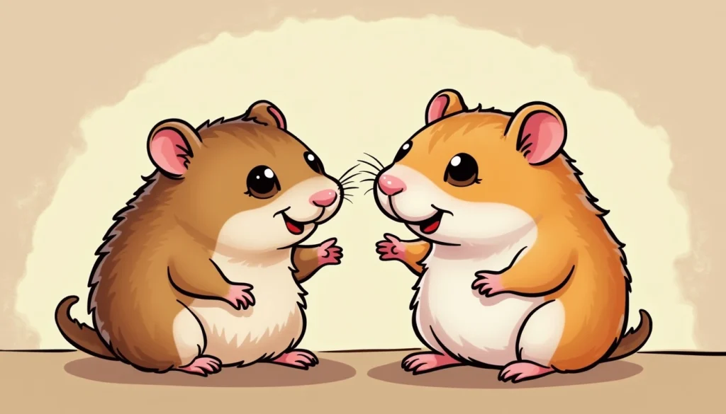 cartoon illustration of Male vs Female Syrian Hamster