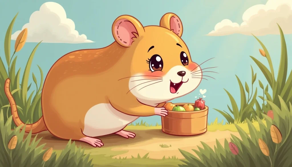 cartoon illustration of a cute hamster