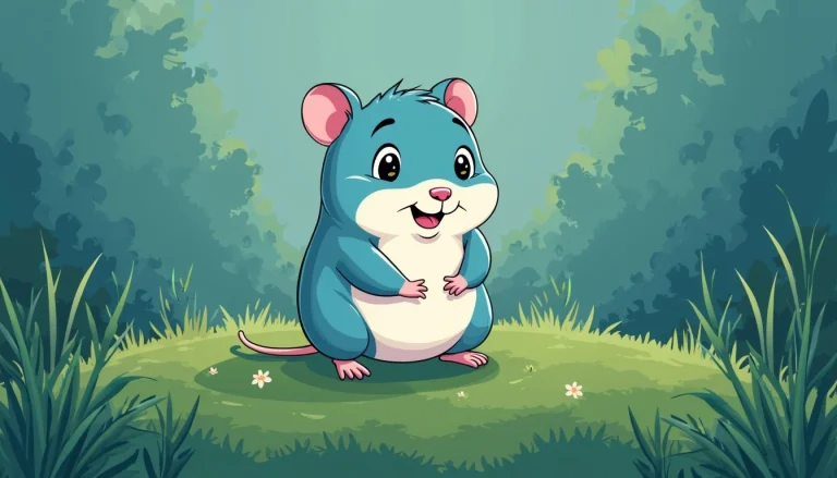 blue and green cartoon illustration of hamster