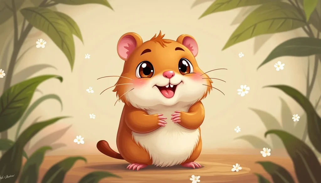 cartoon illustration adorable hamster