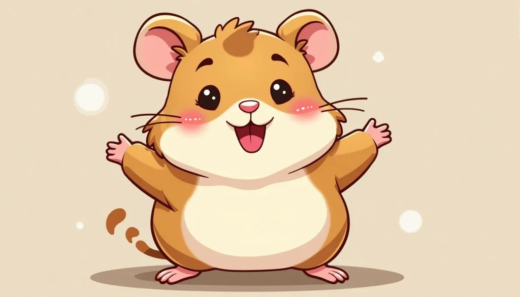 cartoon illustration of a cute happy hamster 