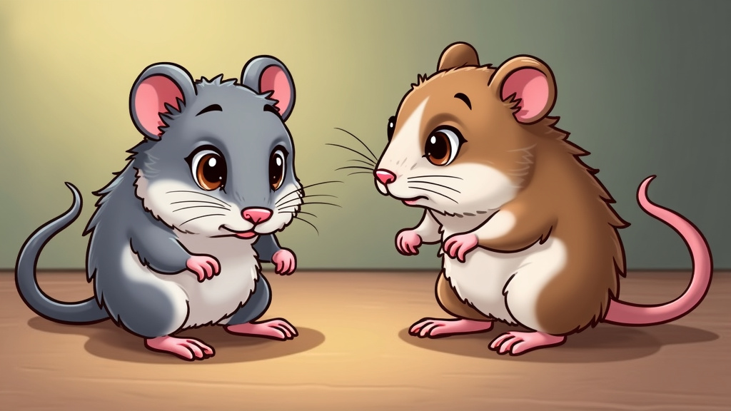 brown and grey hamsters looking at each other's