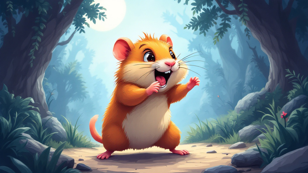 cartoon illustration for a hamster defending itself in the wild