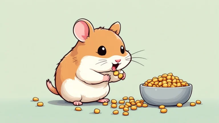 cartoon illustration for a hamster eating rabbit pellets