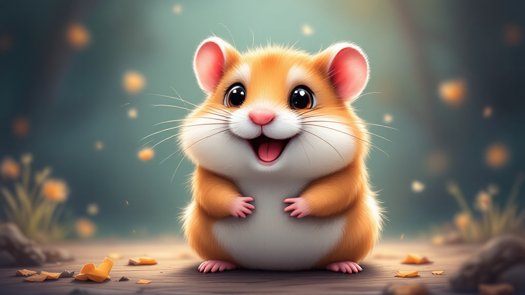 cartoon illustration for a happy hamster