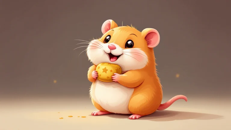 cartoon illustration for a happy hamster