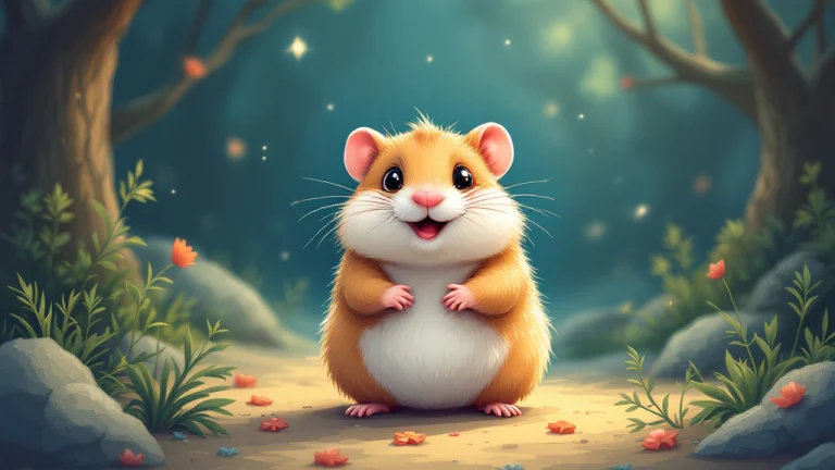 cartoon illustration for a happy hamster