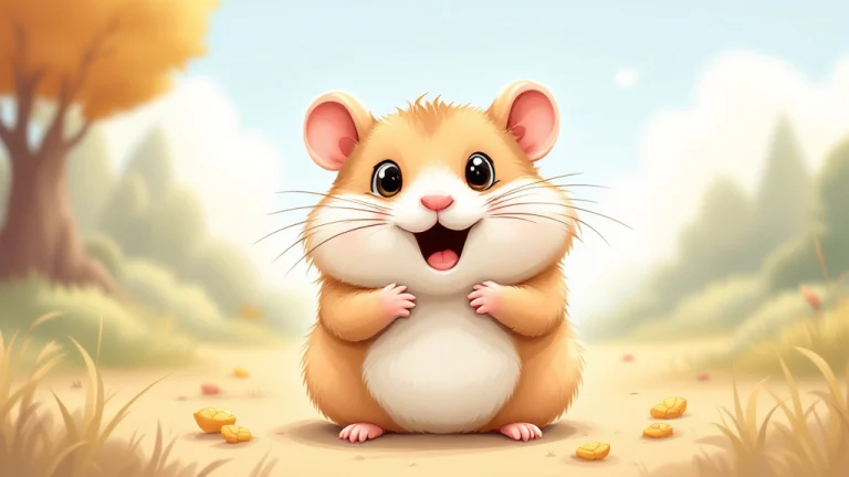 cartoon illustration for a happy hamster in the wild