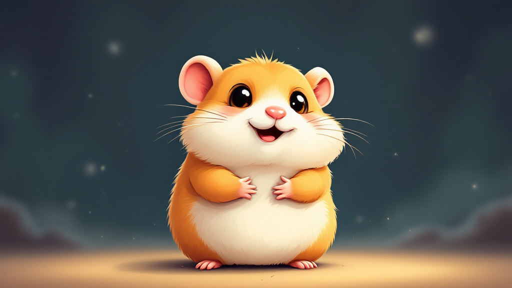 cartoon illustration for a happy hamster