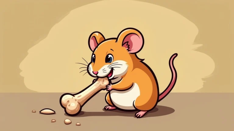 cartoon illustration of a hamster eating a chicken bone