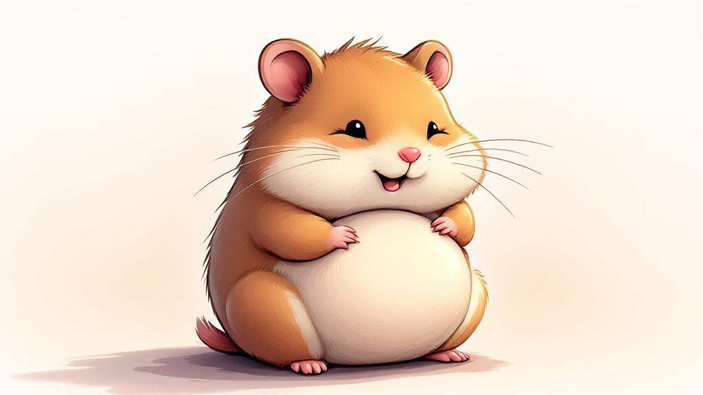 cartoon illustration of a hamster of a pregnant hamster