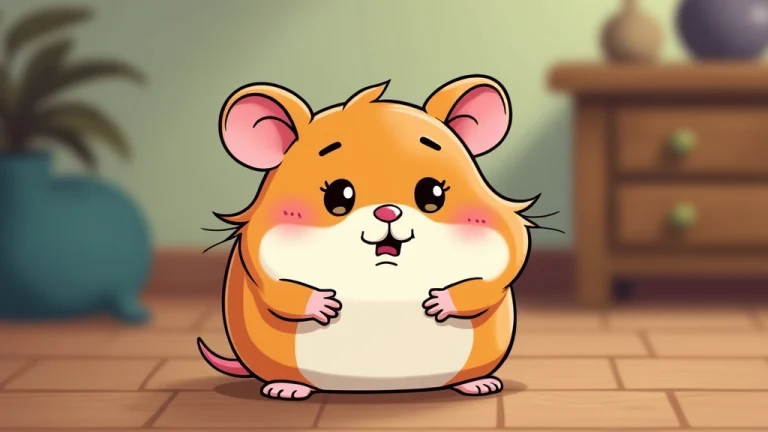 cartoon illustration of a sad hamster